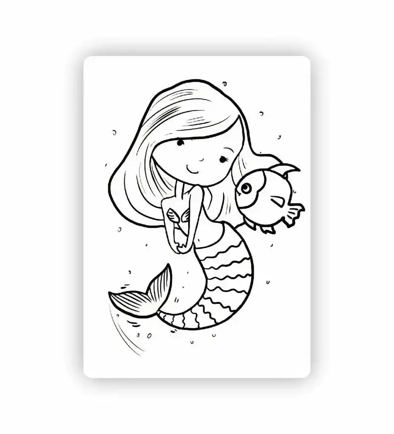 美人鱼涂色素材模板  #家长收藏 #涂色画素材 #手抄报模板 - 抖音