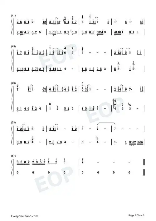 树洞-小欢喜插曲双手简谱预览3-钢琴谱文件(五线谱,双手简谱,数字谱