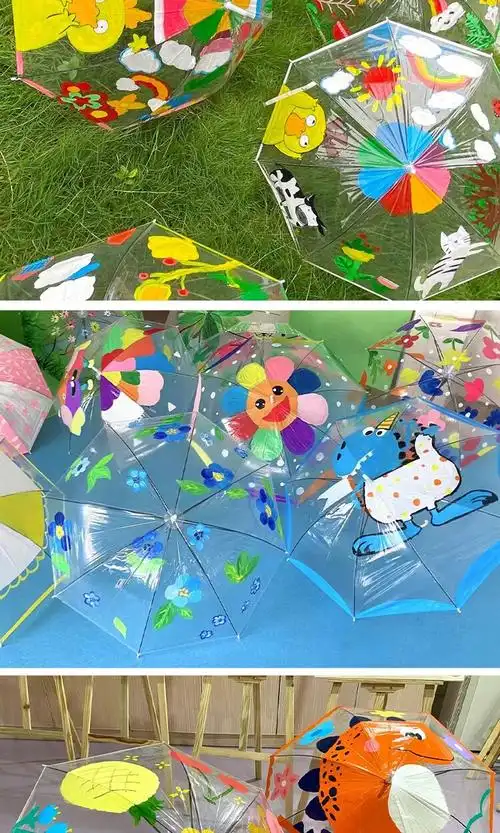 透明雨伞女生透明雨伞幼儿园儿童手工diy绘画涂鸦伞暖场活动小清新