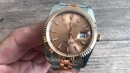 劳力士间玫瑰金日志香槟面五珠链腕表 36毫米 cal.3135机芯