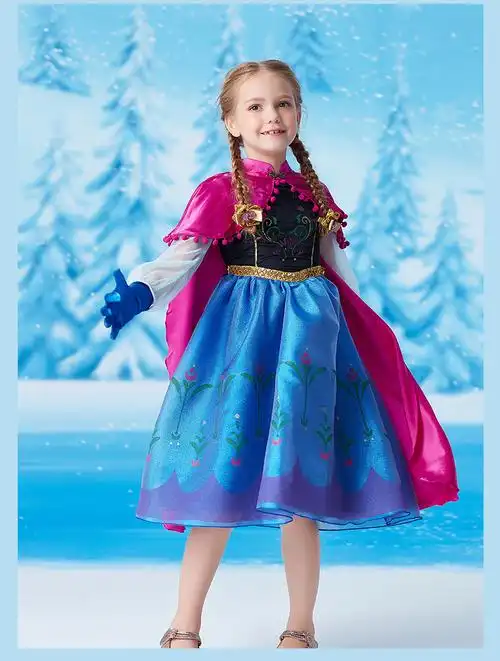 disney/迪士尼 安娜公主连衣裙女童公主裙长袖儿童礼服圣诞节童装