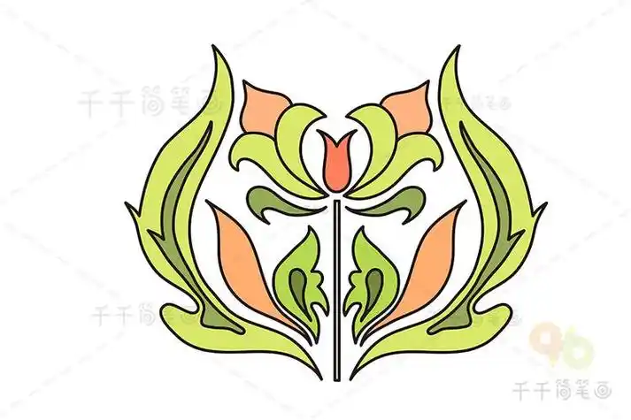 自由式纹样对称形骨骼花边简笔画适合纹样简笔画花卉图案色彩看过该简