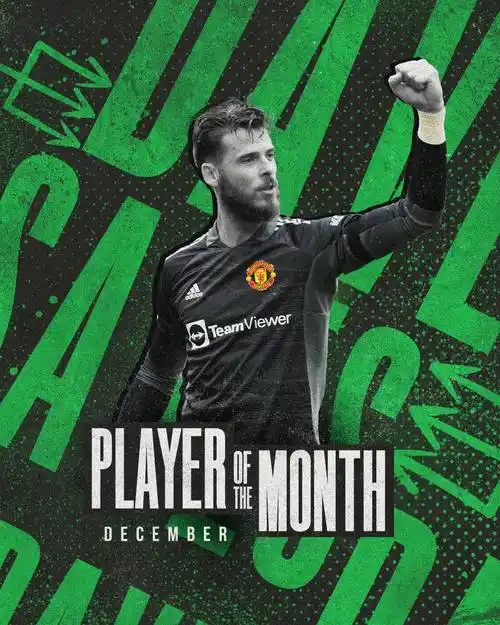 曼联官方德赫亚当选12月队内最佳球员