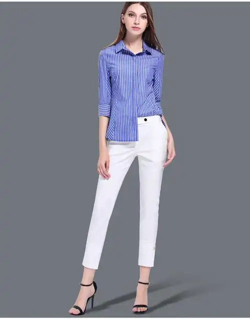 zarakara白色西装裤女修身显瘦铅笔裤小脚裤正装九分裤子2018春季新款