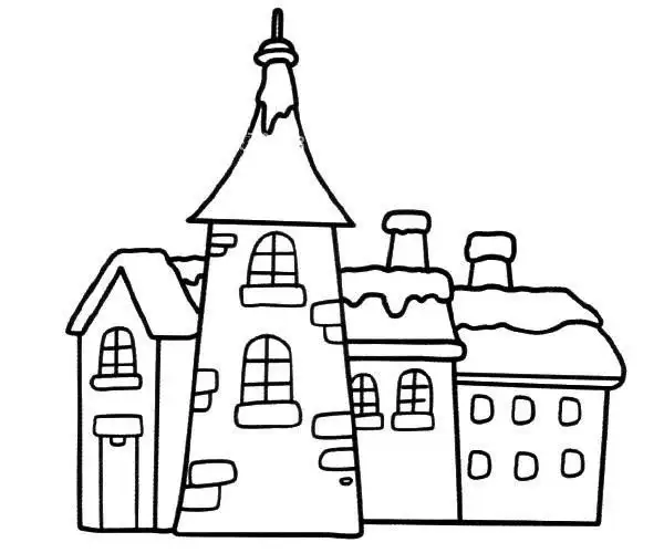 一组漂亮的建筑简笔画图片