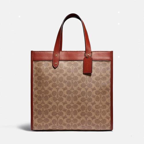 coach 蔻驰女包 经典标志马车图案印花field托特包女士大容量通勤时尚