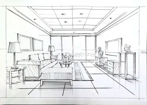 一叶手绘室内设计手绘线稿