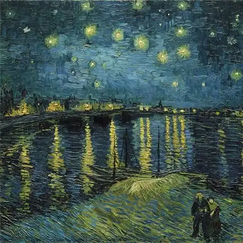 文森特·梵高,《罗纳河上的星夜》,1888年,巴黎