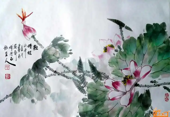 名家 朱行文 彩墨 - 红蜻蜓