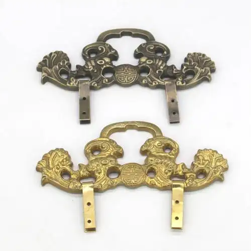 中式仿古铜配件牌匾相框字画挂钩画框镜框十字绣挂画钩画挂件纯铜46cm