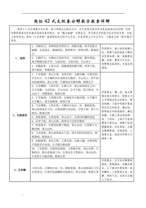 国标42式太极拳分解教学教案详解