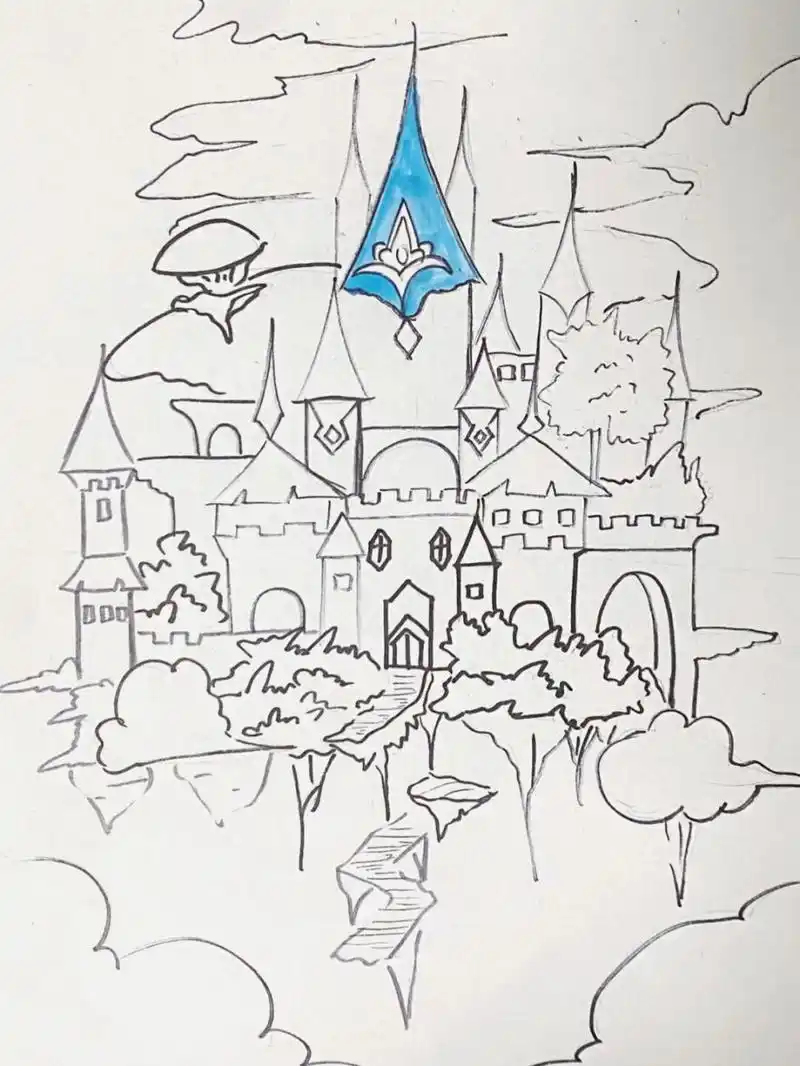 天空之城 #儿童画# #城堡# #天空# #马克笔