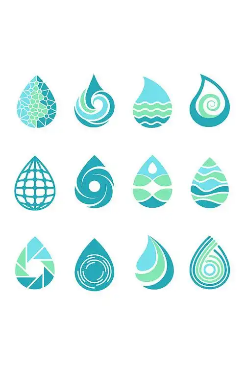 水滴大海水文化矢量logo元素