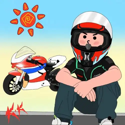 机车手绘小骑士