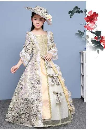 女童欧式宫廷晚礼服欧洲礼仪服女王朱丽叶演出服万圣节公主蓬蓬裙