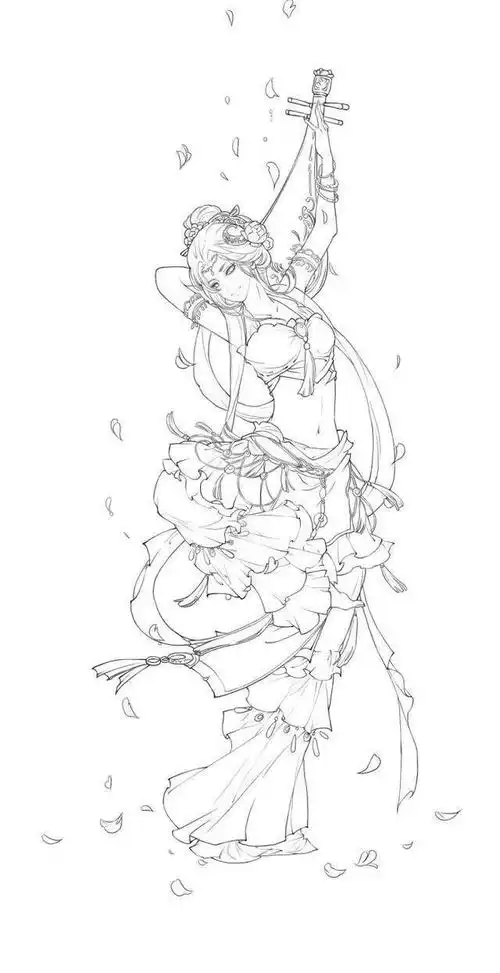 古风汉服人物手绘线稿!(120张效果图线稿合集)