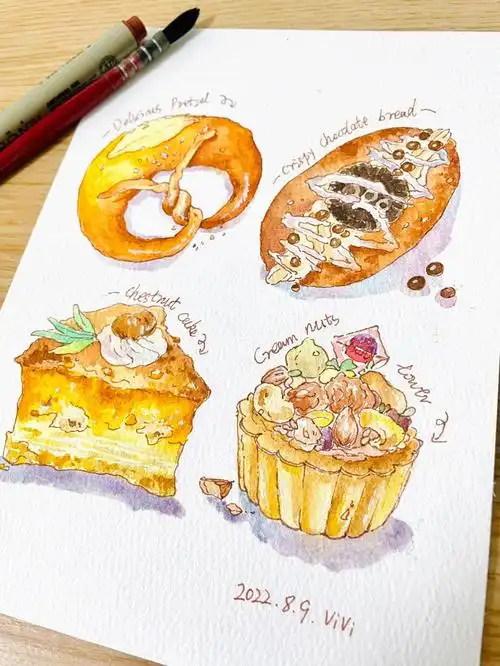 钢笔淡彩美食临摹好好吃系列2