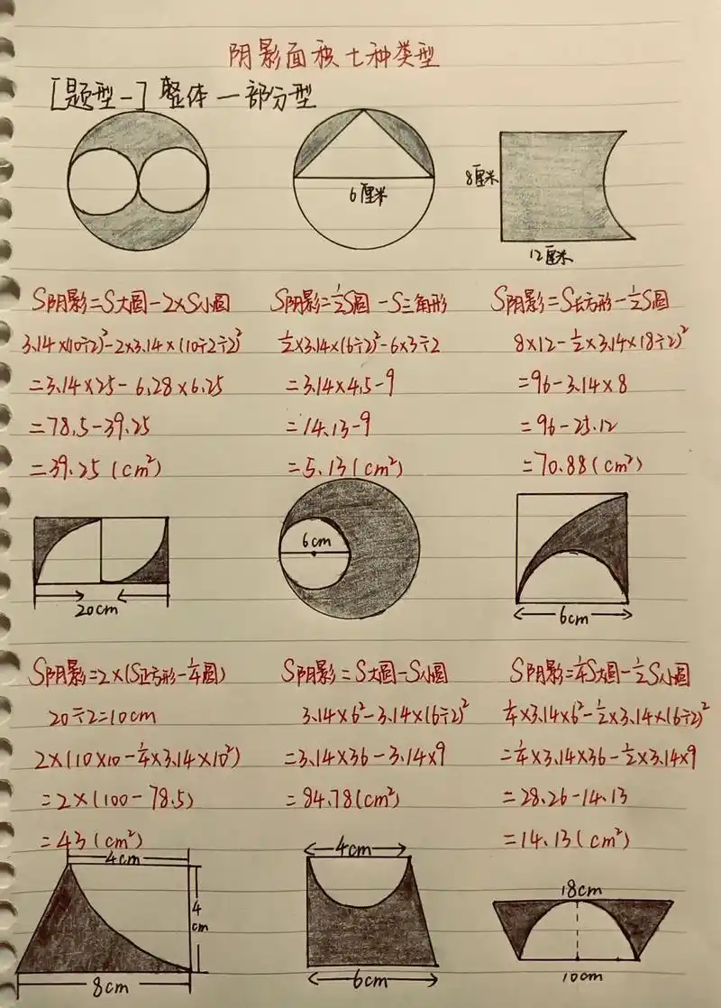 小升初必须掌握的求阴影部分面积|||#学习 #期末复习 #知 - 抖音