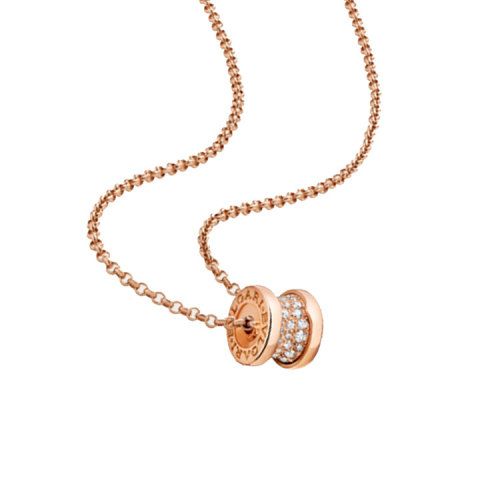 bvlgari宝格丽bzero1系列满钻玫瑰金小蛮腰项链cl857518351116