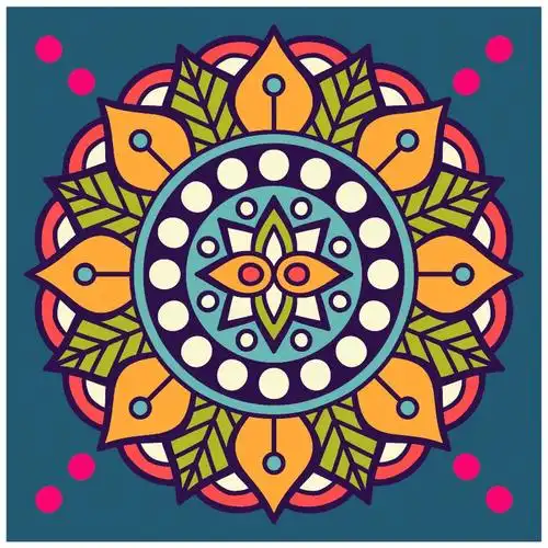 彩色曼陀罗绘画疗愈mandala艺术图案设计