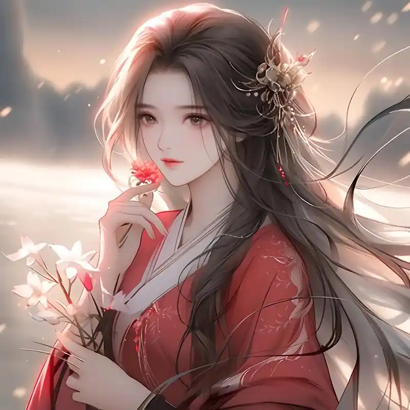 古风红衣女生头像