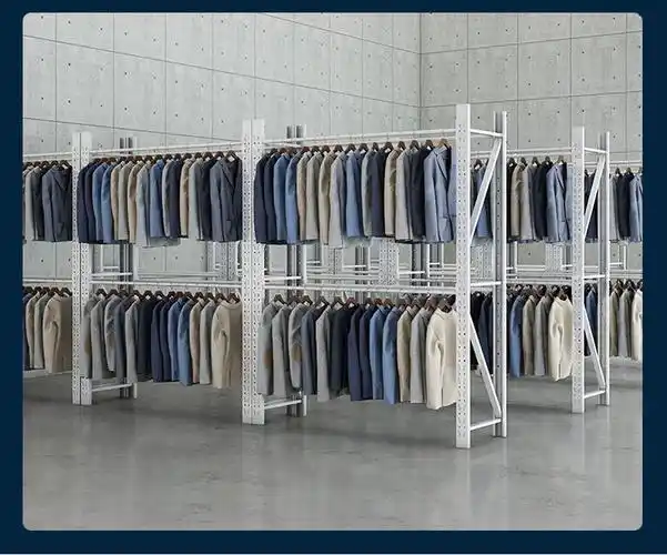 挂衣服货架库房圆管挂衣架落地架展示仓储服装货架仓库整齐铁架子