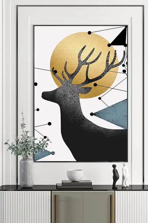 抽象手绘麋鹿装饰画