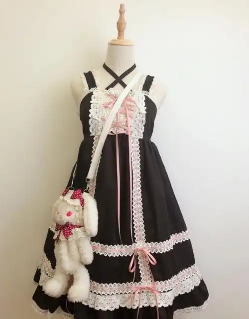黑暗夏天lolita新款定番现货babydoll连衣裙洛丽塔bbd公主裙蕾丝 深