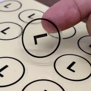 尺码贴纸pvc透明圆形 现货英文字母通用衣服尺码标签贴中性大小码