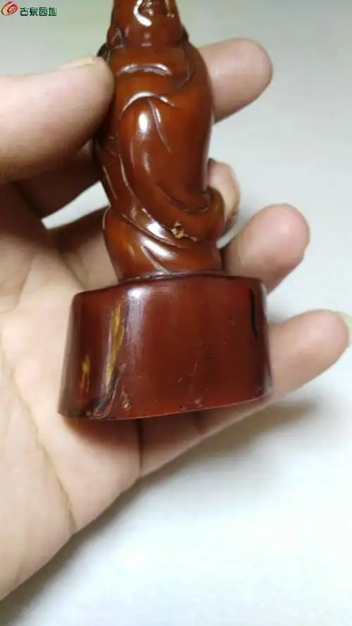 藏传牦牛角实心弥勒佛 角质极好 已经玉化