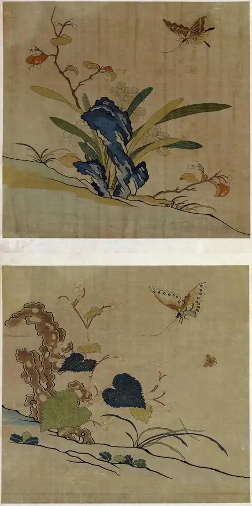 明·佚名《缂丝花卉册》故宫藏织绣画(12开),高清大图