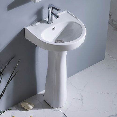 洗手盆洗脸盆陶瓷面盆家用商用酒店卫生间落地智洁釉面柱盆立柱式