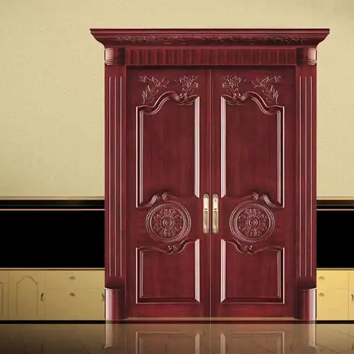 潮盛木门批发 防盗大门 豪华双开门 双开实木门 原木门厂家 招商