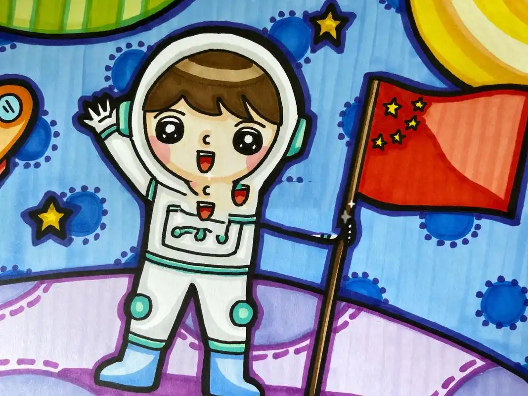 宇航员 开始新的人物主题儿童画手绘练习:我的理想系列~ 儿童画 简笔