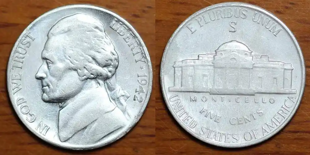 美国银币1943年s 杰斐逊 5美分(大图展示)