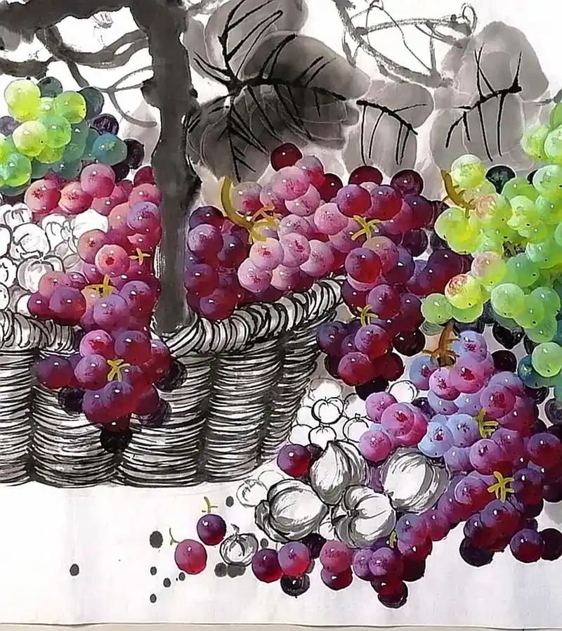 国画葡萄挂霜的勾画技巧,画师详细讲解 大家好,我是职业书画老师,我的