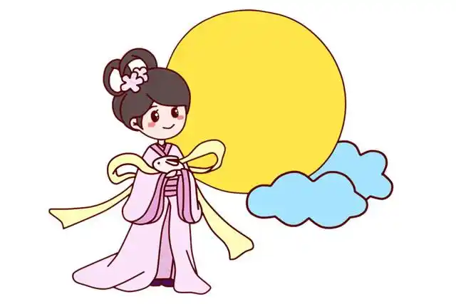 中秋节嫦娥的简笔画彩色画法步骤图解教程