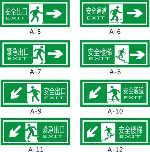 消防安全紧急出口直行夜光地贴 疏散标识指示牌 自发光标志牌墙贴