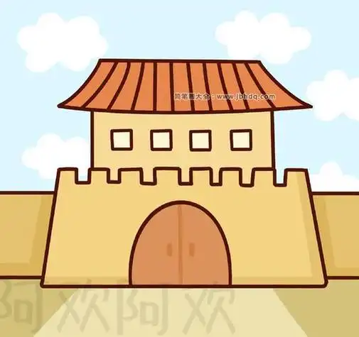古代城门简笔画图片