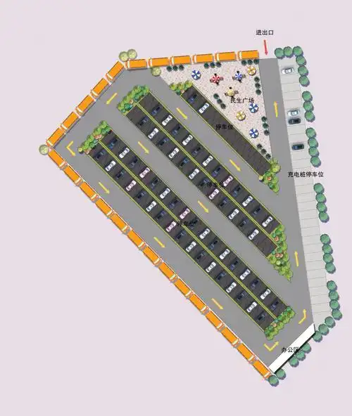 停车场ps彩色平面图77效果图