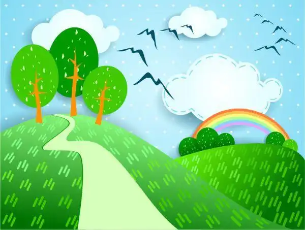 夏日美景标贴画矢量素材