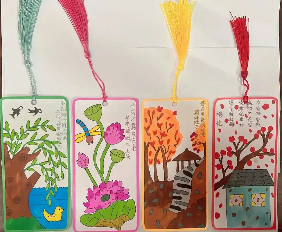 手工书签~春夏秋冬 一年级自制手工书签