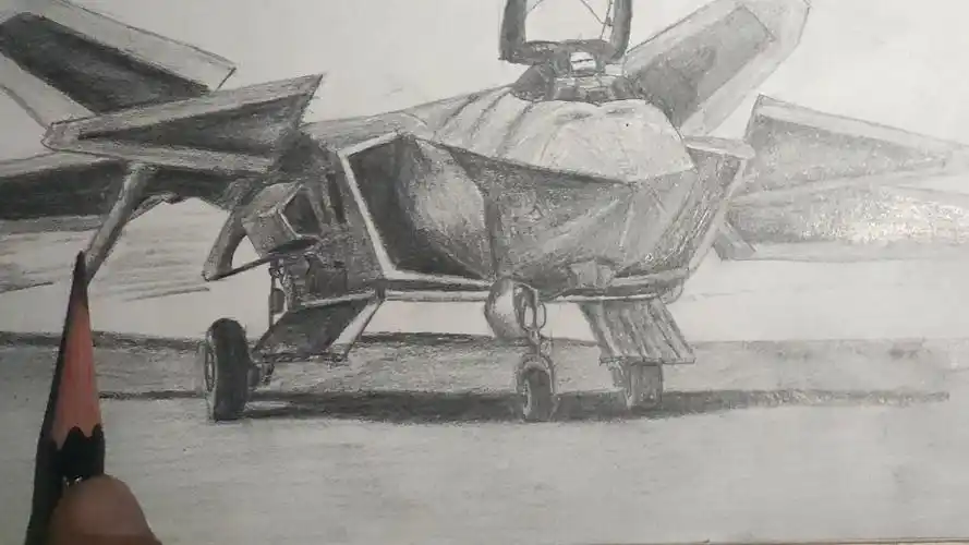 素描一个帅气的歼20