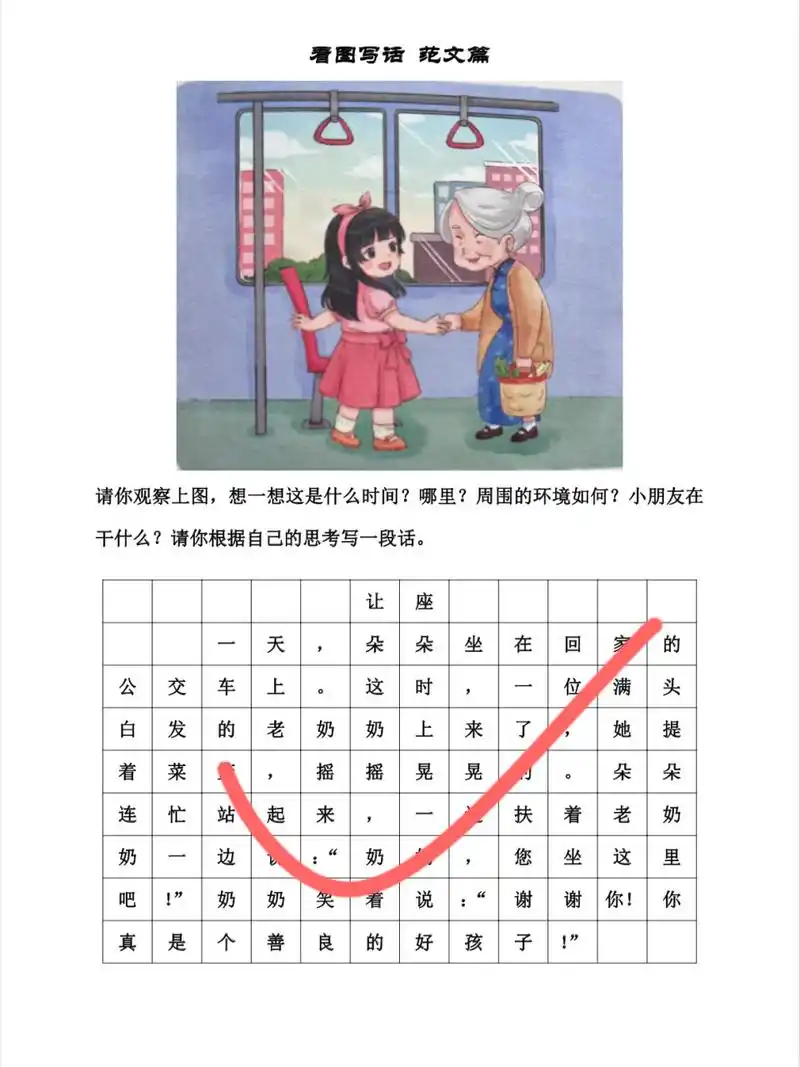 一年级语文看图写话《让座》6015 92看图写话是语文中的难点和