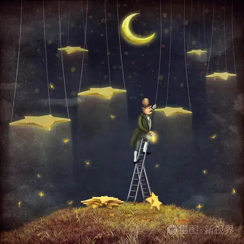 摘星的高的梯子顶端的人