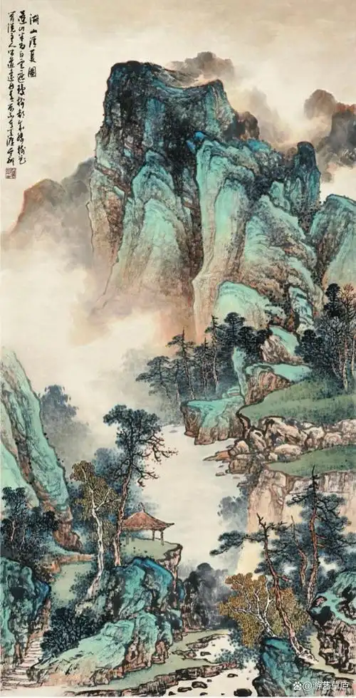 当代山水画赏析|水墨和重彩的结合,在信笔勾勒的线条中穿行