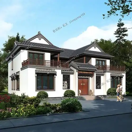 3款新中式三合院,一栋房子一个院落,农村建房最合算不过了