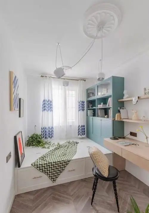 实景图片欣赏-简约风格小书房榻榻米装修效果图-齐装网室内装修效果图