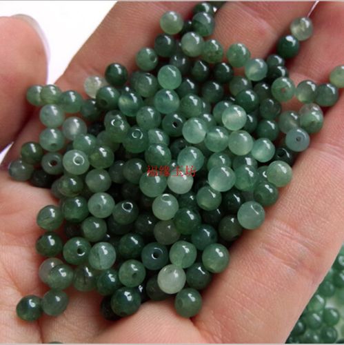 天然a货翡翠散珠玉珠子diy手串珠冰油青圆珠子4mm 饰品配件