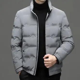 大鹅羽绒服男士短款轻薄服新款中年冬装商务外套上衣男灰色170
